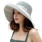 Women Wide Brim Sun Hats Metal Wired Edge Summer UV Protection Beach Fishing Hat for Hiking Garden Travel Chin Strap