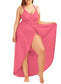 Plus Size Spaghetti Strap Cover Up Beach Backless Wrap Long Dress