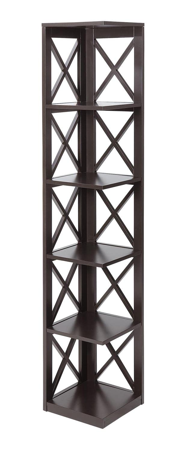 Convenience Concepts Oxford 5 Tier Corner Bookcase, Sea Foam