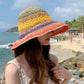 Women Straw Sun Hat Hand Woven Y2K Aesthetic Bucket Hat Striped Fishing Hat Beach Hat Foldable Cap Chic Summer Accessories