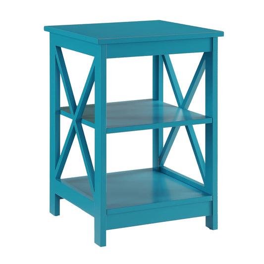 Convenience Concepts Oxford End Table with Shelves, Sea Foam Blue