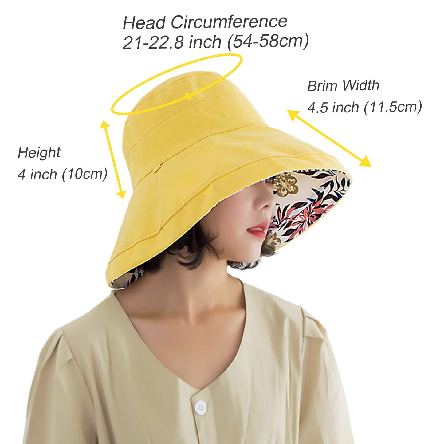 Women Wide Brim Sun Hats Metal Wired Edge Summer UV Protection Beach Fishing Hat for Hiking Garden Travel Chin Strap