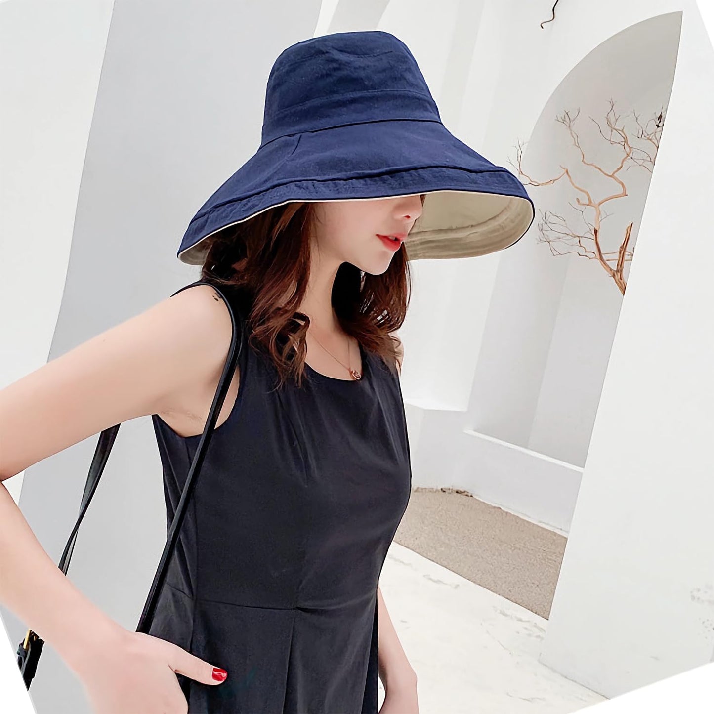 Women Wide Brim Sun Hats Metal Wired Edge Summer UV Protection Beach Fishing Hat for Hiking Garden Travel Chin Strap