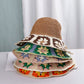 Womens Straw Sun Hat Floral Woven Bucket Hat Fishing Hat Beach Hat Hand Woven Foldable Cap