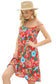 COLOWANA Women's Spaghetti Strap Mini Dress V Neck Boho Floral Printed Casual Summer Beach Short Sundress with Pockets