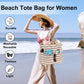 LEDAOU Large Beach Tote Bag Women Waterproof Sandproof Zipper Beach Tote Bag for Pool Gym Grocery Travel with Wet Pocket