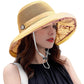 Women Wide Brim Sun Hats Metal Wired Edge Summer UV Protection Beach Fishing Hat for Hiking Garden Travel Chin Strap