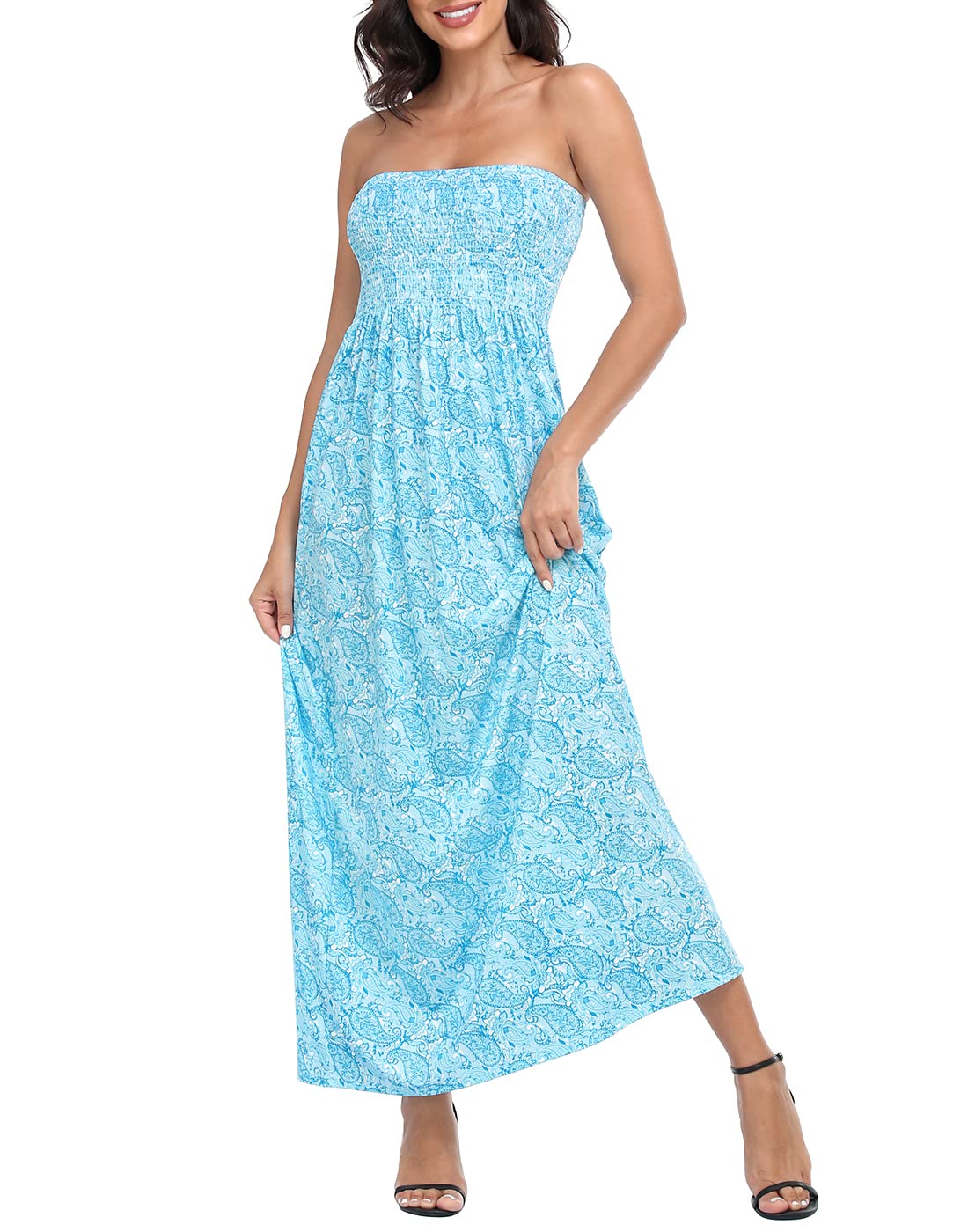 HDE Women's Strapless Maxi Dress Plus Size Tube Top Long Skirt Sundress Cover Up