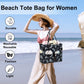 LEDAOU Large Beach Tote Bag Women Waterproof Sandproof Zipper Beach Tote Bag for Pool Gym Grocery Travel with Wet Pocket