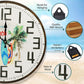 12 Inch Beach Themed Wall Clock, Rustic Weathered Boards in Coastal Colors with Silent Non Ticking Movement