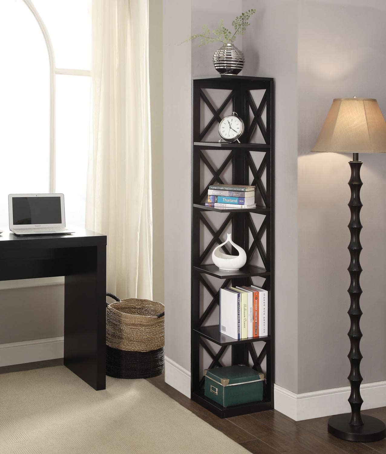 Convenience Concepts Oxford 5 Tier Corner Bookcase, Sea Foam