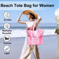 LEDAOU Large Beach Tote Bag Women Waterproof Sandproof Zipper Beach Tote Bag for Pool Gym Grocery Travel with Wet Pocket