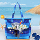 LEDAOU Large Beach Tote Bag Women Waterproof Sandproof Zipper Beach Tote Bag for Pool Gym Grocery Travel with Wet Pocket