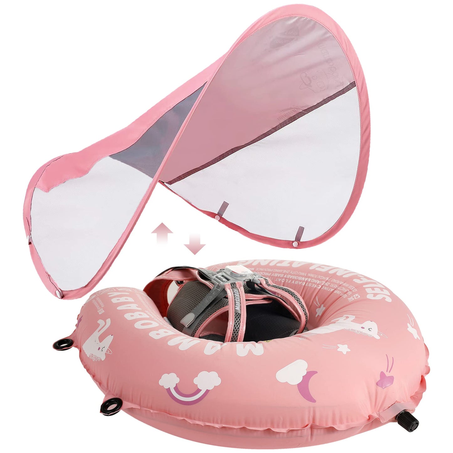 Mambobaby Add Tail Newest Baby Float with Sun Canopy – Special Edition Pink