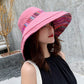 Women Wide Brim Sun Hats Metal Wired Edge Summer UV Protection Beach Fishing Hat for Hiking Garden Travel Chin Strap