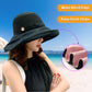 Women Wide Brim Sun Hats Metal Wired Edge Summer UV Protection Beach Fishing Hat for Hiking Garden Travel Chin Strap