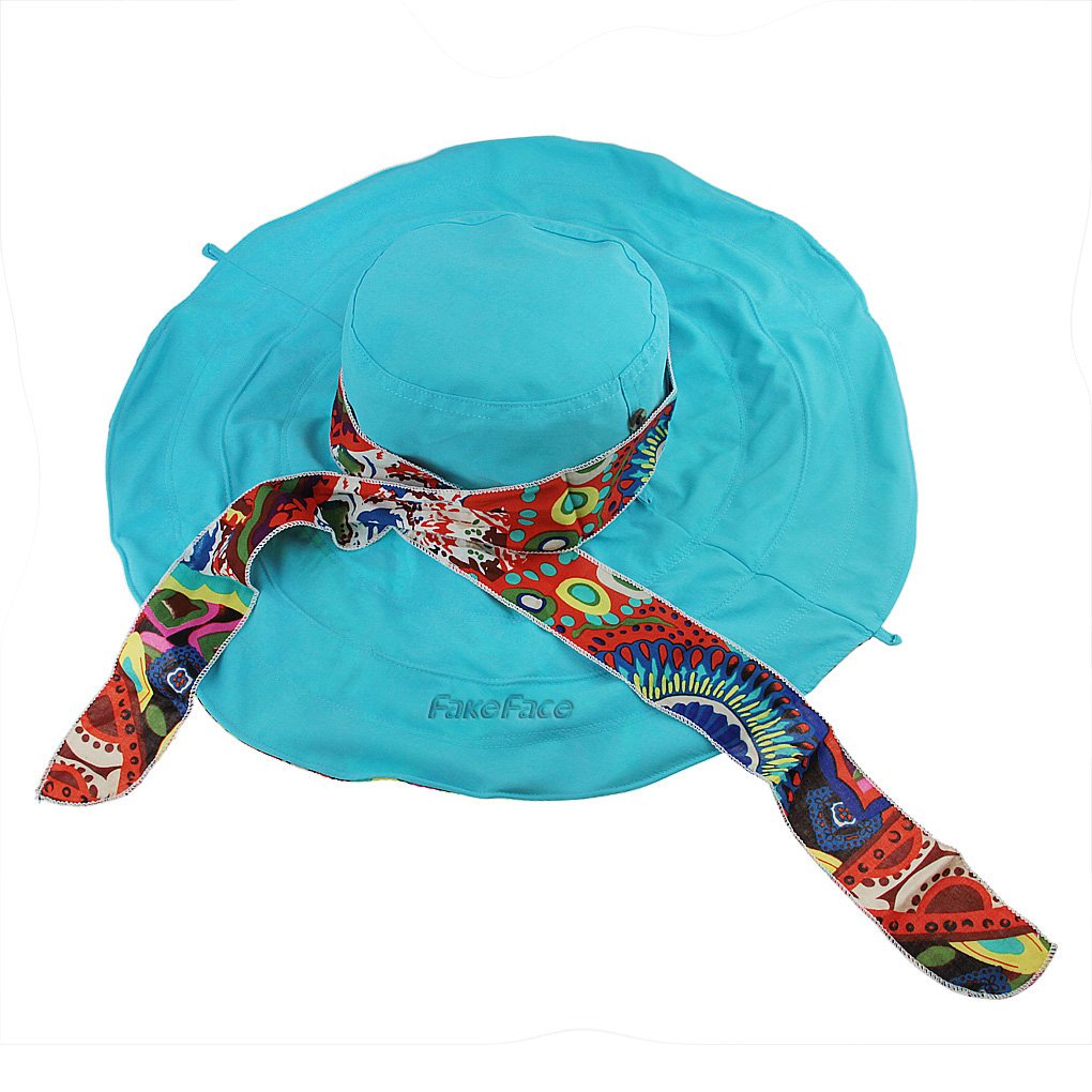 Women's Foldable Floppy Reversible Travel Beach Sun Visor Hat Wide Brim UPF 50+