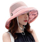 Women Wide Brim Sun Hats Metal Wired Edge Summer UV Protection Beach Fishing Hat for Hiking Garden Travel Chin Strap