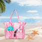 LEDAOU Large Beach Tote Bag Women Waterproof Sandproof Zipper Beach Tote Bag for Pool Gym Grocery Travel with Wet Pocket