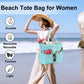 LEDAOU Large Beach Tote Bag Women Waterproof Sandproof Zipper Beach Tote Bag for Pool Gym Grocery Travel with Wet Pocket