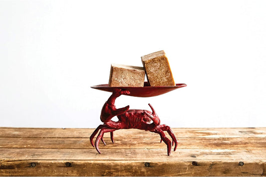 Distressed Red Decorative Cast Iron Crab Shaped Dish