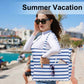 LEDAOU Large Beach Tote Bag Women Waterproof Sandproof Zipper Beach Tote Bag for Pool Gym Grocery Travel with Wet Pocket