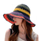 Women Straw Sun Hat Hand Woven Y2K Aesthetic Bucket Hat Striped Fishing Hat Beach Hat Foldable Cap Chic Summer Accessories