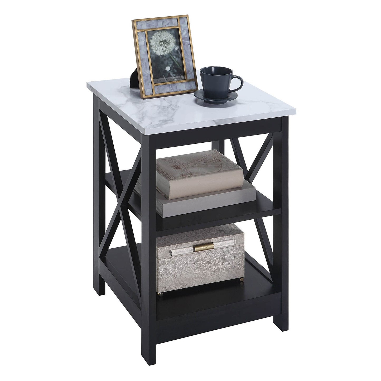 Convenience Concepts Oxford End Table with Shelves, Sea Foam Blue