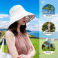 Women Wide Brim Sun Hats Metal Wired Edge Summer UV Protection Beach Fishing Hat for Hiking Garden Travel Chin Strap