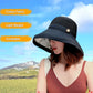 Women Wide Brim Sun Hats Metal Wired Edge Summer UV Protection Beach Fishing Hat for Hiking Garden Travel Chin Strap