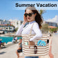 LEDAOU Large Beach Tote Bag Women Waterproof Sandproof Zipper Beach Tote Bag for Pool Gym Grocery Travel with Wet Pocket