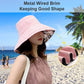 Women Wide Brim Sun Hats Metal Wired Edge Summer UV Protection Beach Fishing Hat for Hiking Garden Travel Chin Strap