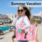 LEDAOU Large Beach Tote Bag Women Waterproof Sandproof Zipper Beach Tote Bag for Pool Gym Grocery Travel with Wet Pocket