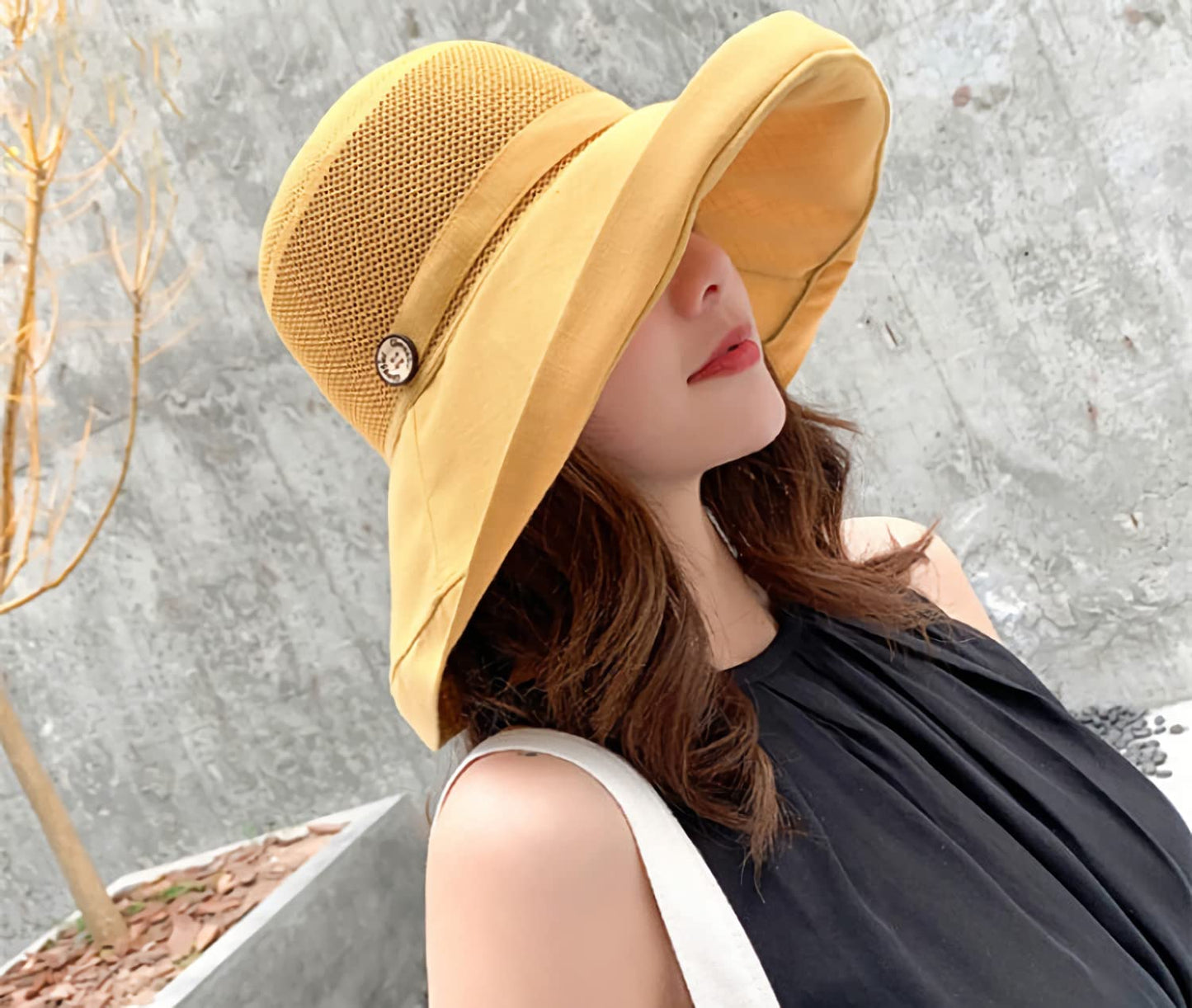 Women Wide Brim Sun Hats Metal Wired Edge Summer UV Protection Beach Fishing Hat for Hiking Garden Travel Chin Strap