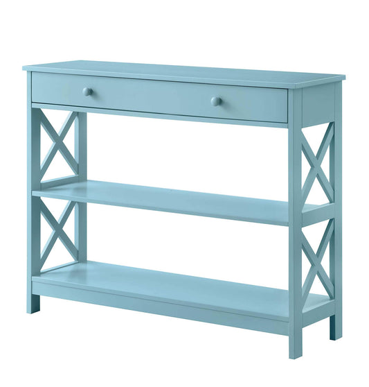 Convenience Concepts Oxford 1 Drawer Console Table with Shelves, Sea Foam Blue