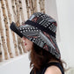 Women Wide Brim Sun Hats Metal Wired Edge Summer UV Protection Beach Fishing Hat for Hiking Garden Travel Chin Strap