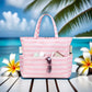 LEDAOU Large Beach Tote Bag Women Waterproof Sandproof Zipper Beach Tote Bag for Pool Gym Grocery Travel with Wet Pocket