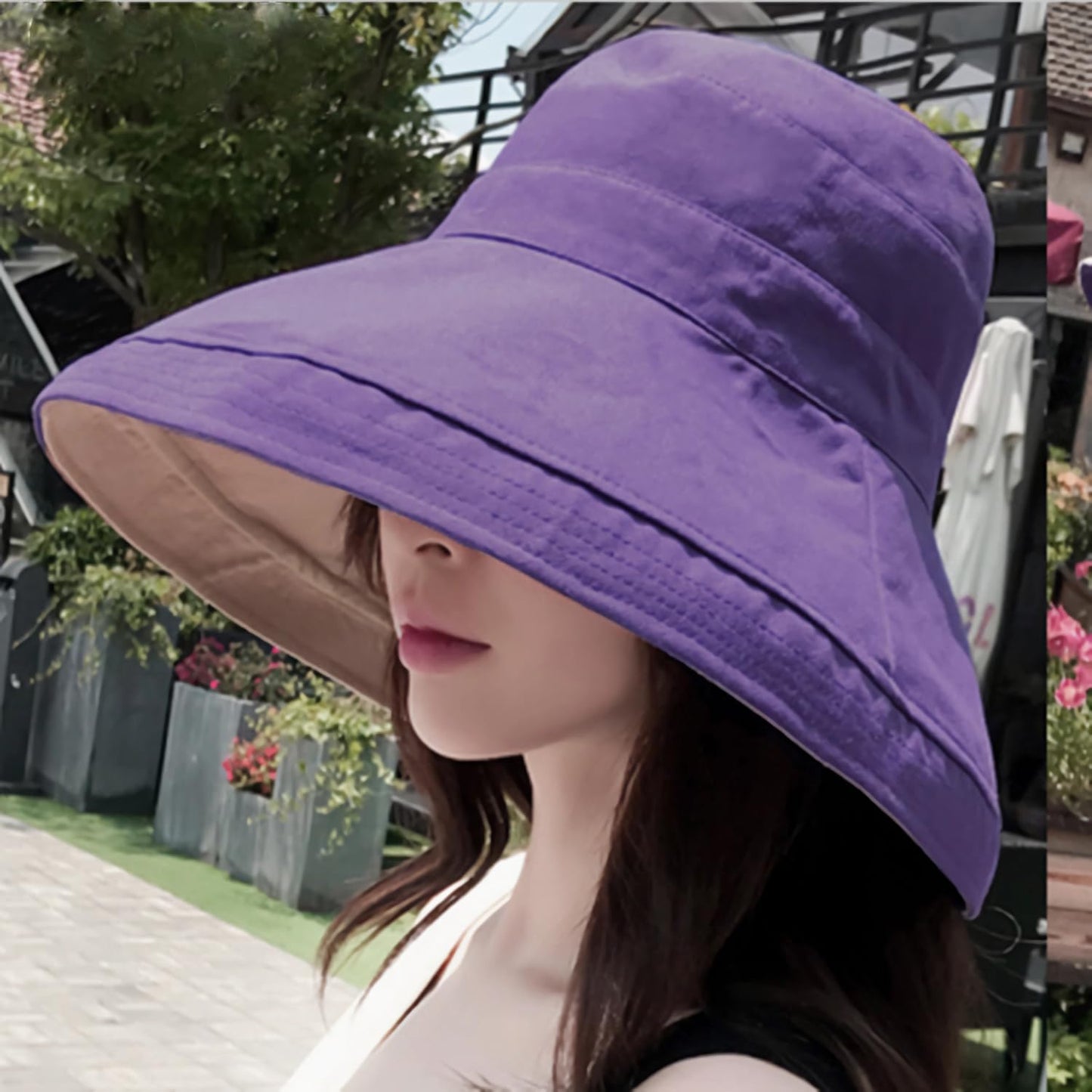 Women Wide Brim Sun Hats Metal Wired Edge Summer UV Protection Beach Fishing Hat for Hiking Garden Travel Chin Strap