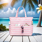 LEDAOU Large Beach Tote Bag Women Waterproof Sandproof Zipper Beach Tote Bag for Pool Gym Grocery Travel with Wet Pocket