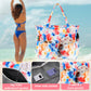 LEDAOU Large Beach Tote Bag Women Waterproof Sandproof Zipper Beach Tote Bag for Pool Gym Grocery Travel with Wet Pocket