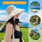 Women Wide Brim Sun Hats Metal Wired Edge Summer UV Protection Beach Fishing Hat for Hiking Garden Travel Chin Strap