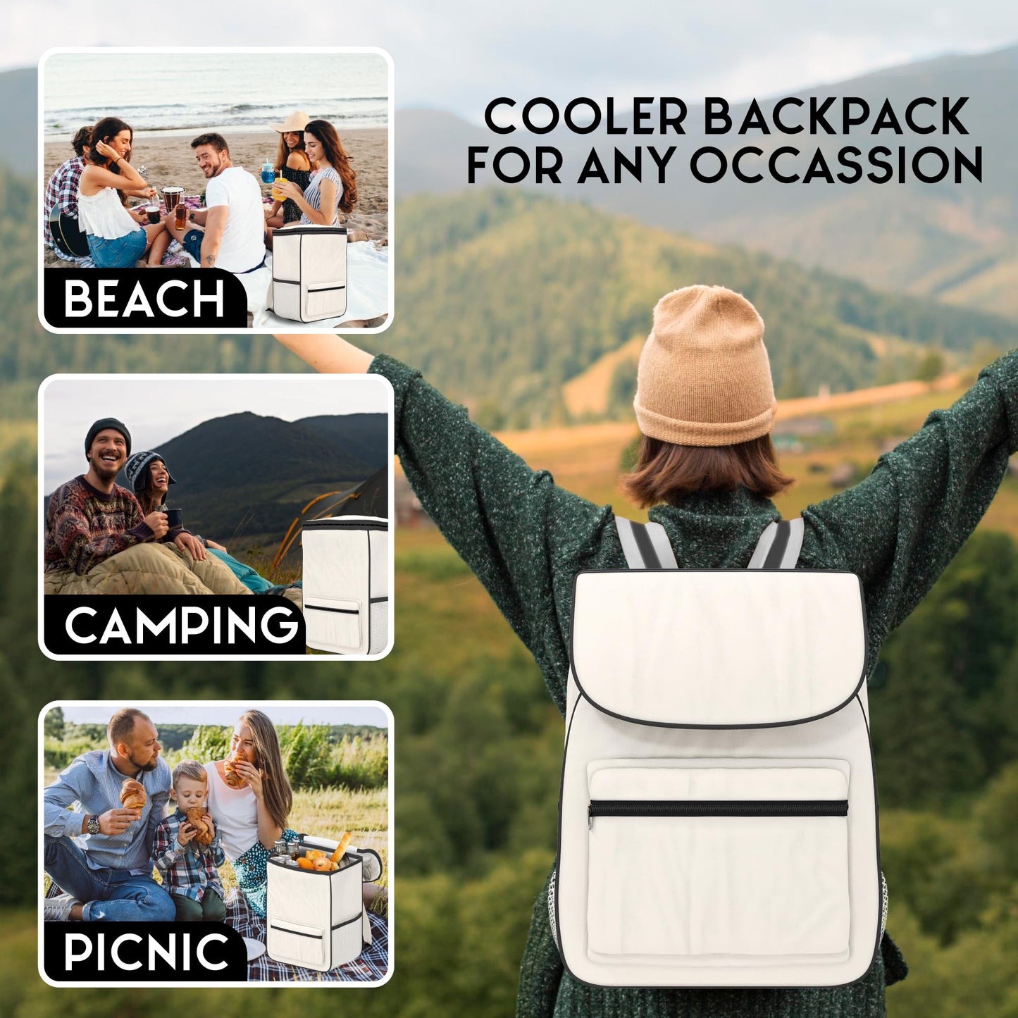 Cooler Backpack-Leak Proof Backpack Cooler Insulated Backpack Lunch Bag Beach Cooler Backpack Thermal Backpack Cooler Backpack Insulated Waterproof Insulated Backpack Cooler for Man and Women