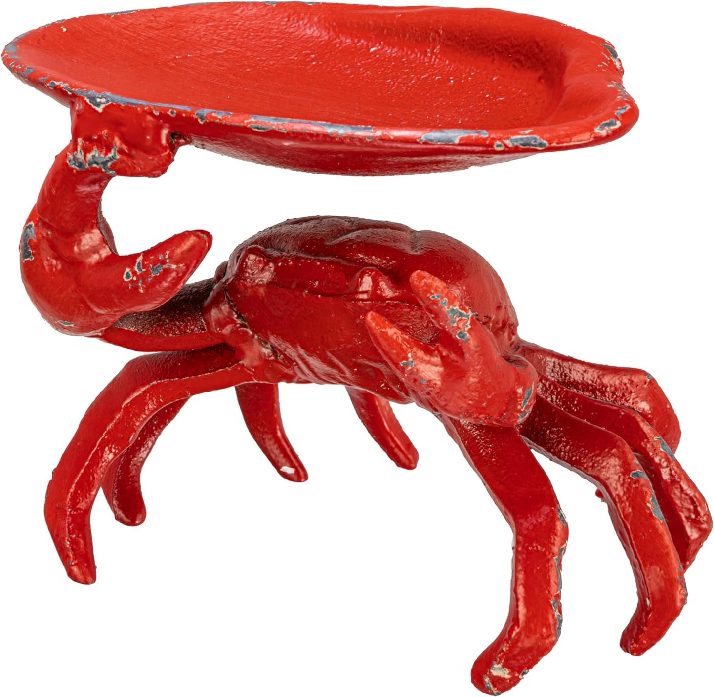 Distressed Red Decorative Cast Iron Crab Shaped Dish