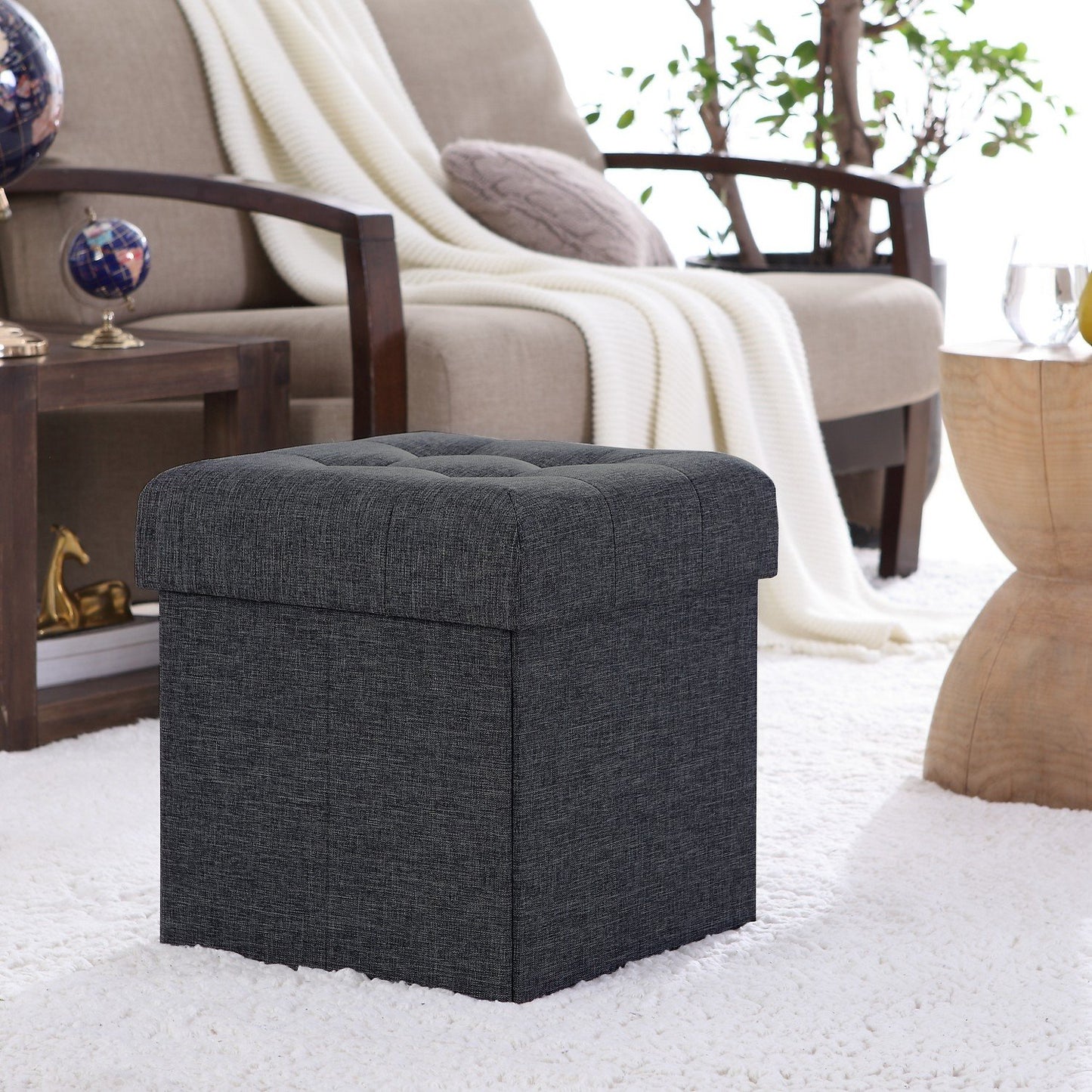 Ornavo Home 45 Inch Folding Storage Ottoman with Storage Bench, Long Large Storage Ottoman Bench, Storage Chest, Foot Rest Stool, Bedroom Bench with Storage - (Gray)