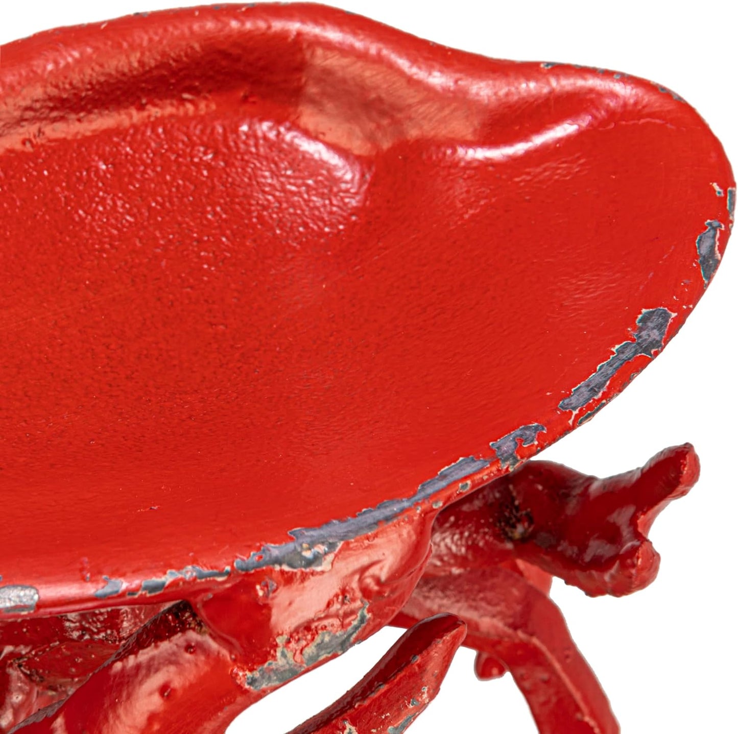 Distressed Red Decorative Cast Iron Crab Shaped Dish