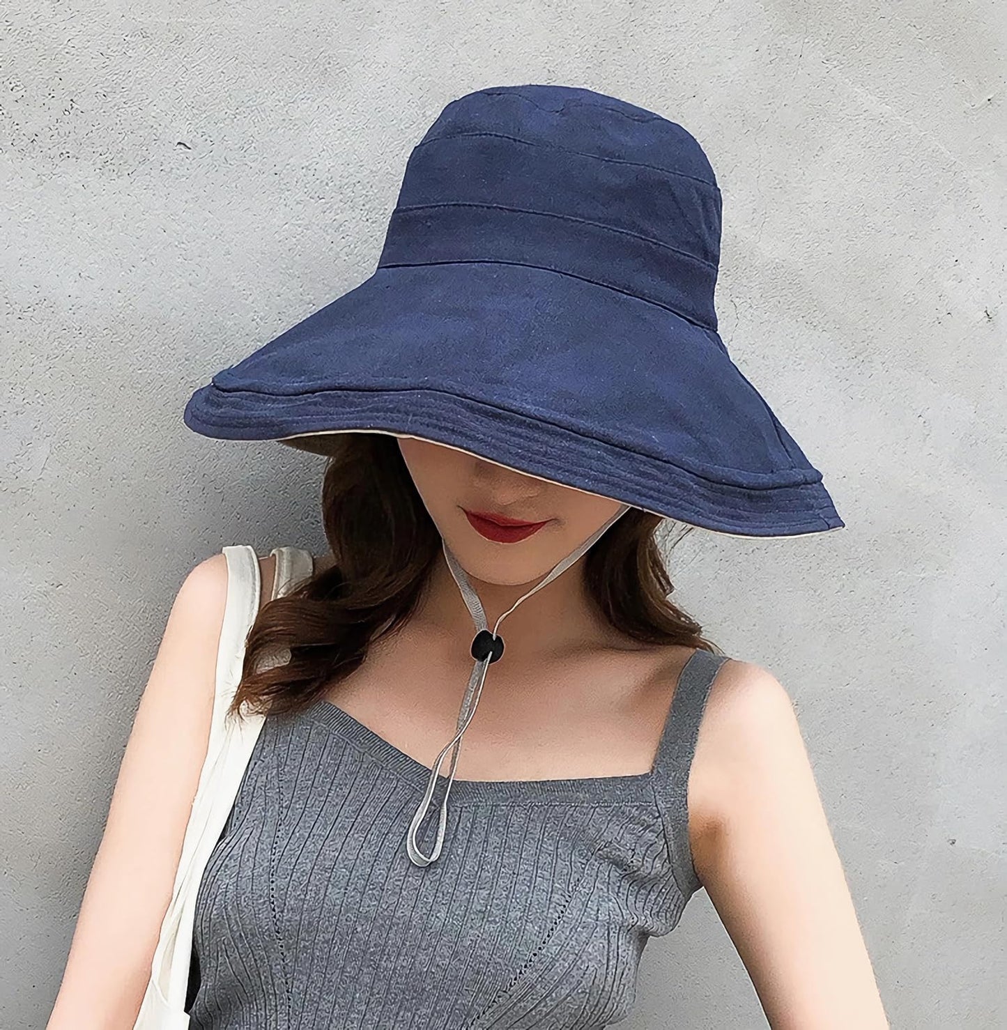 Women Wide Brim Sun Hats Metal Wired Edge Summer UV Protection Beach Fishing Hat for Hiking Garden Travel Chin Strap