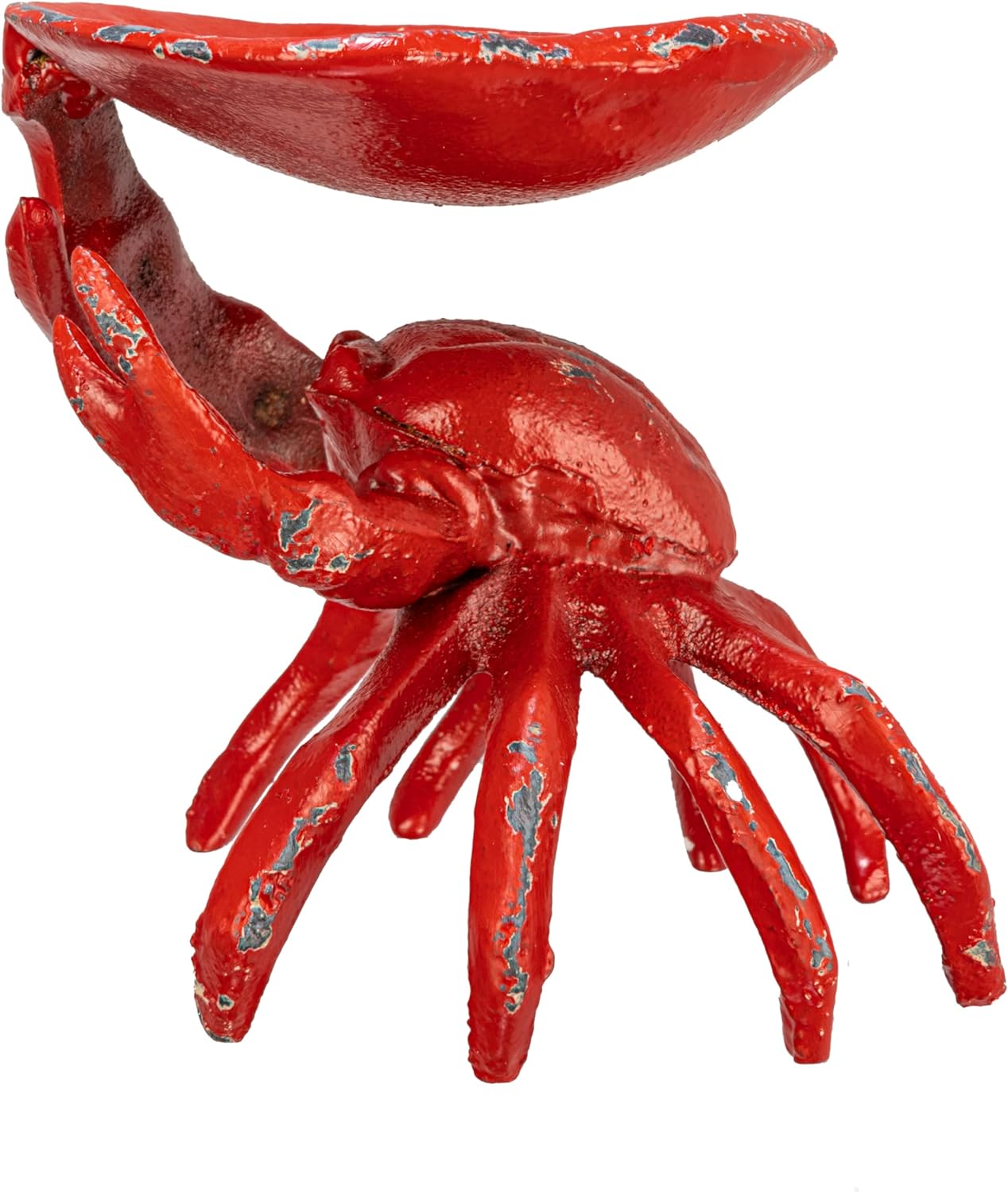 Distressed Red Decorative Cast Iron Crab Shaped Dish