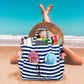 LEDAOU Large Beach Tote Bag Women Waterproof Sandproof Zipper Beach Tote Bag for Pool Gym Grocery Travel with Wet Pocket