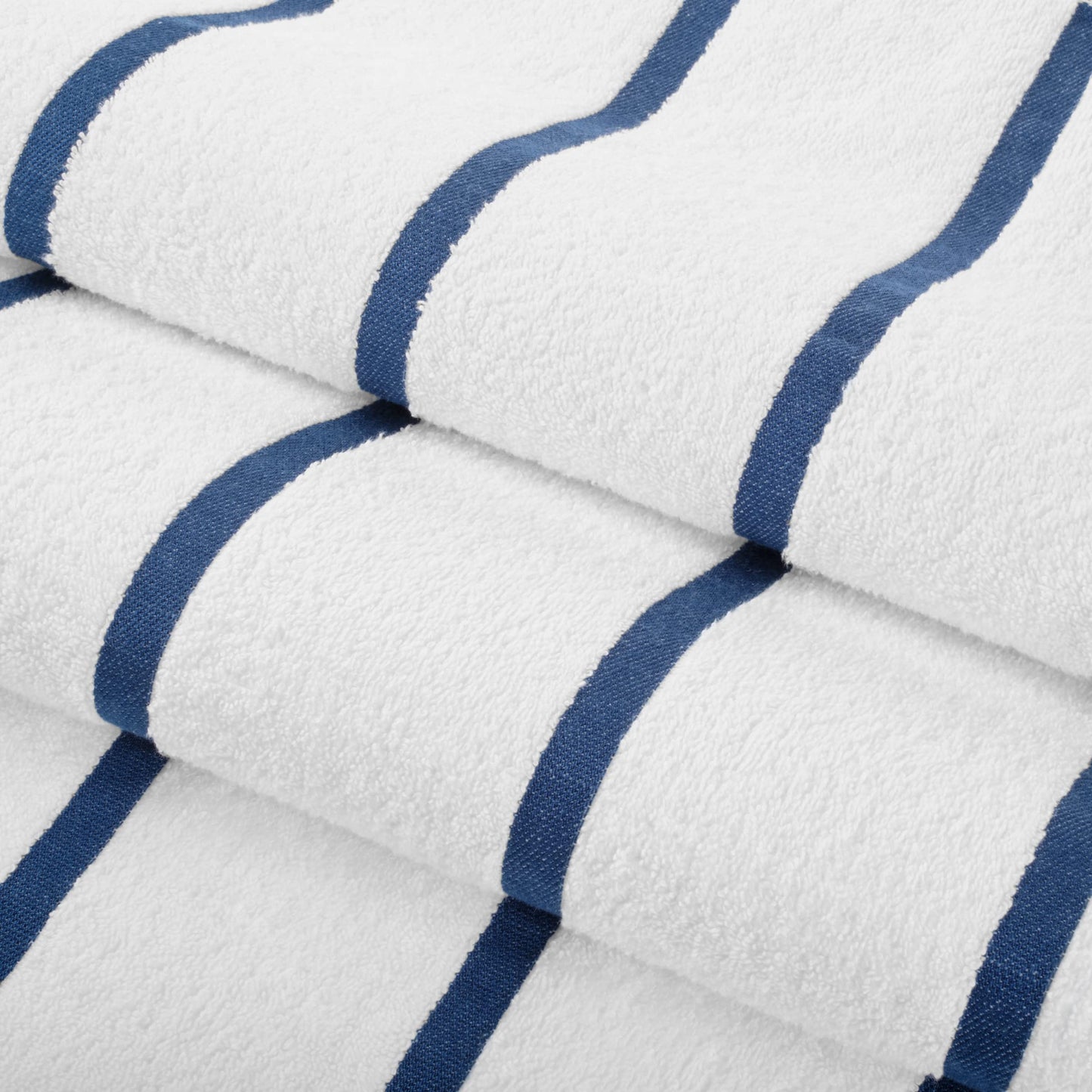 Arkwright Las Rayas Striped Beach Towel - Pack of 4 - Soft Plush Quick Dry White Cotton Terry Towels Set for Pool, Swim, and Hot Tub, 480 GSM Thick & Absorbent, 30 x 60 in, Blue