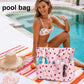 LEDAOU Large Beach Tote Bag Women Waterproof Sandproof Zipper Beach Tote Bag for Pool Gym Grocery Travel with Wet Pocket